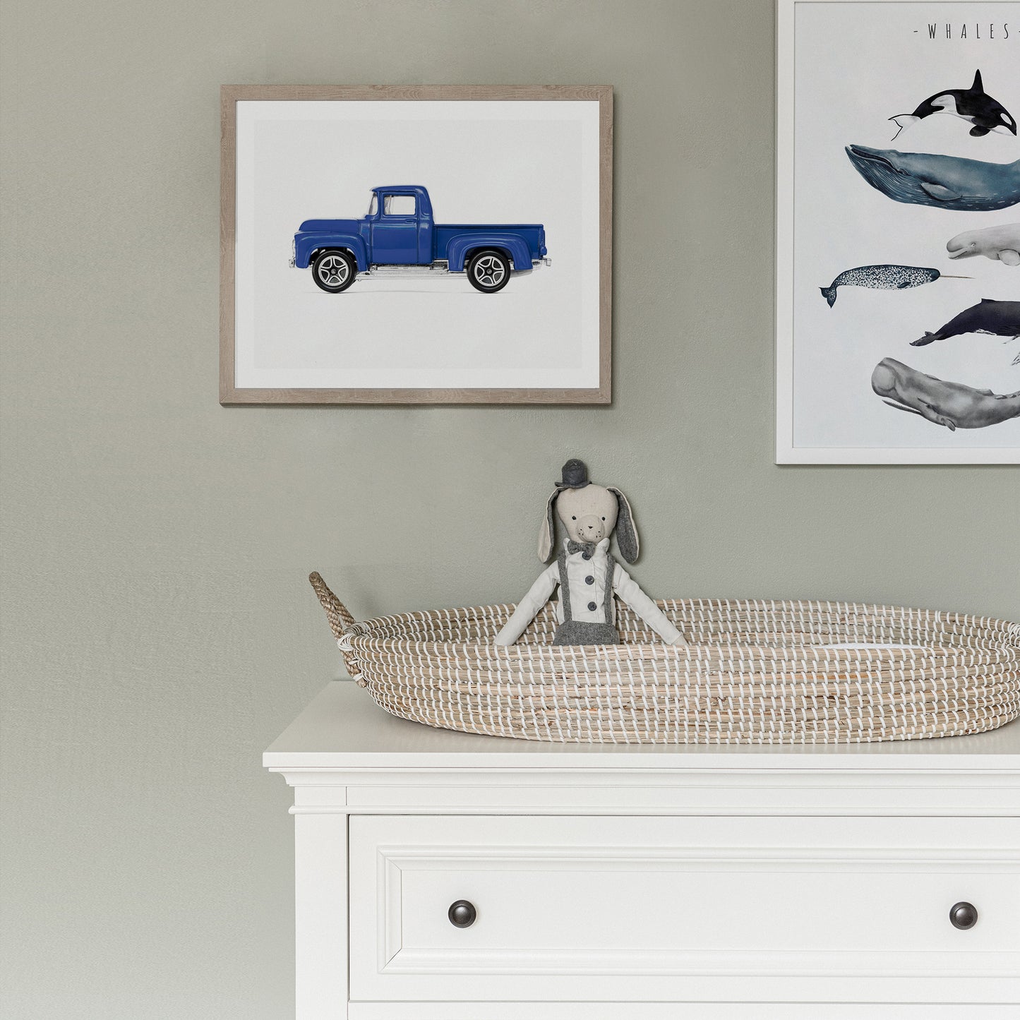 Vintage Old Blue Pickup Truck Nursery Print