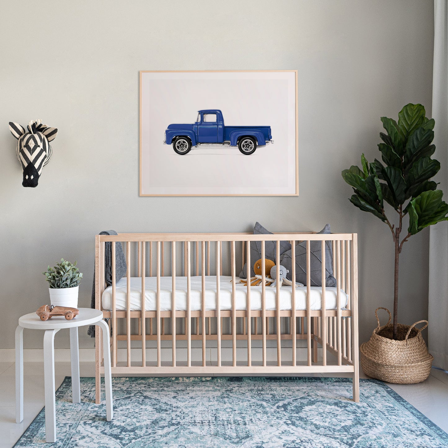 Vintage Old Blue Pickup Truck Nursery Print