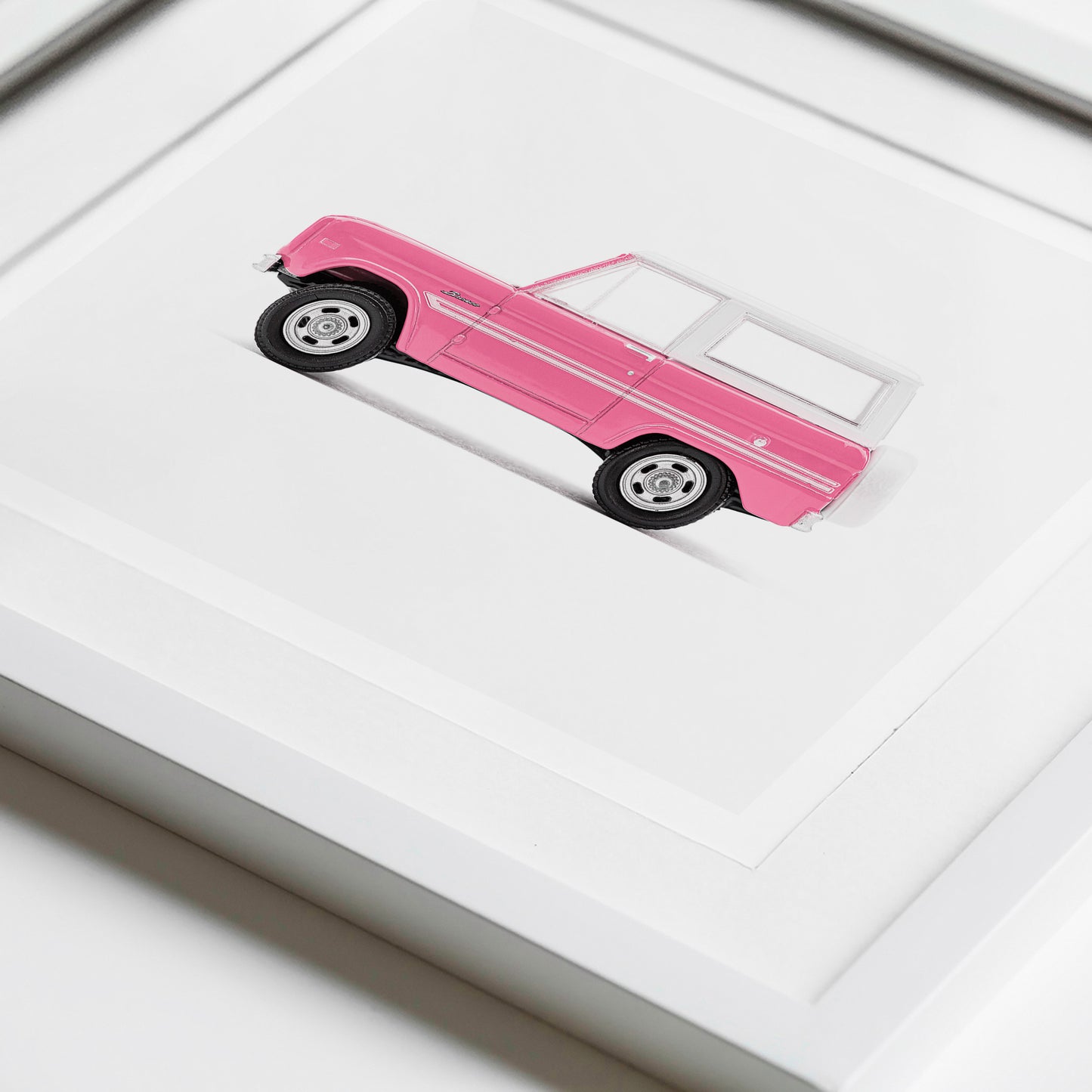 pink ford bronco 1967 nursery wall art print