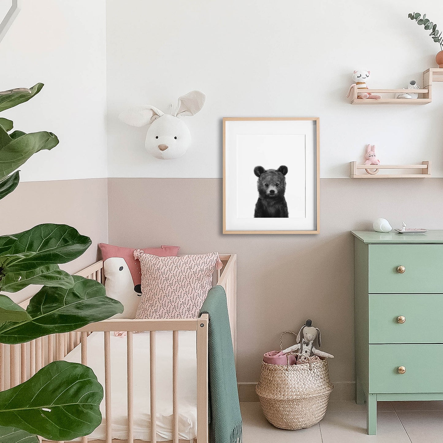 Black and White Baby Bear Wall Art