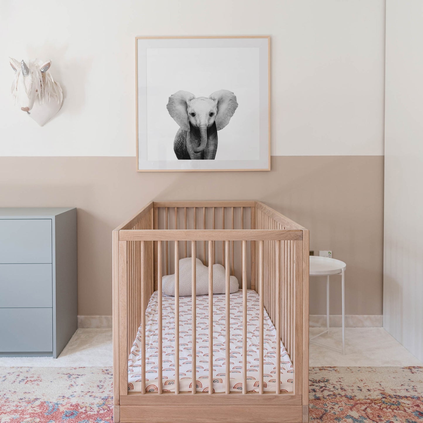 Black and White Elephant Wall Art for nursery