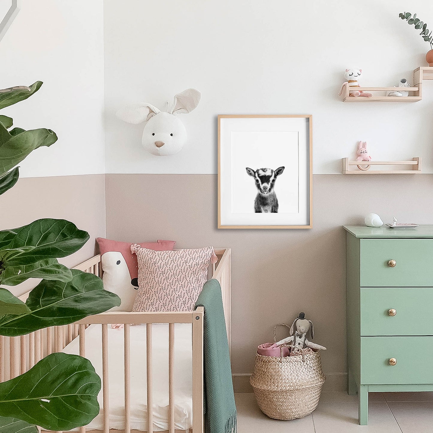 Black and White Goat Wall Art for nursery