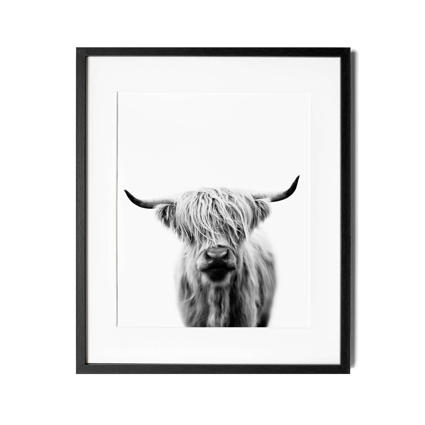 Black and White Highland Cow Wall Art for nursery