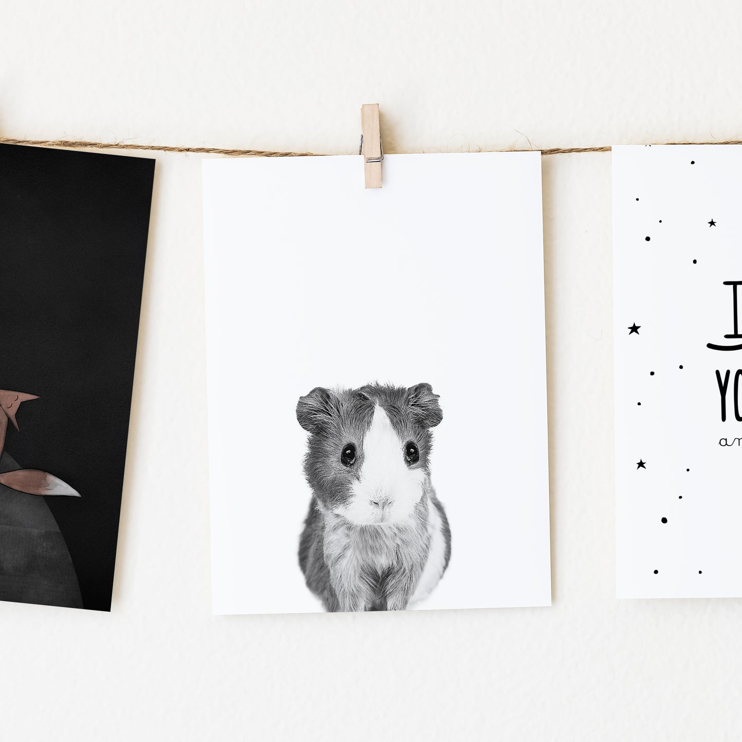 Black and White Guinea Pig Wall Art for nursery