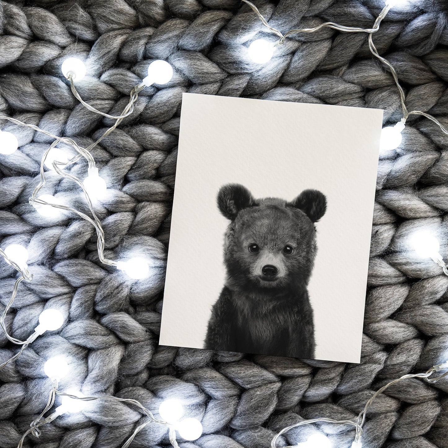 Black and White Baby Bear Wall Art