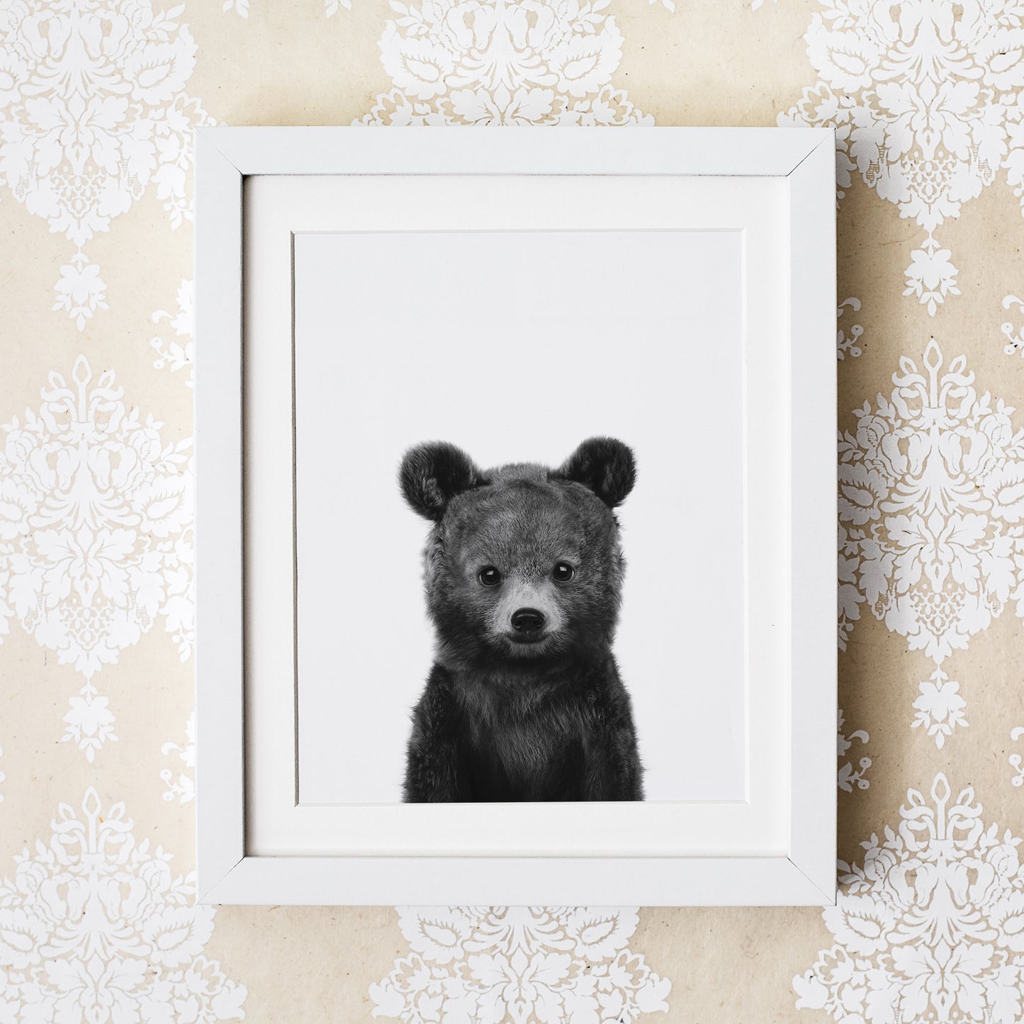 Black and White Baby Bear Wall Art
