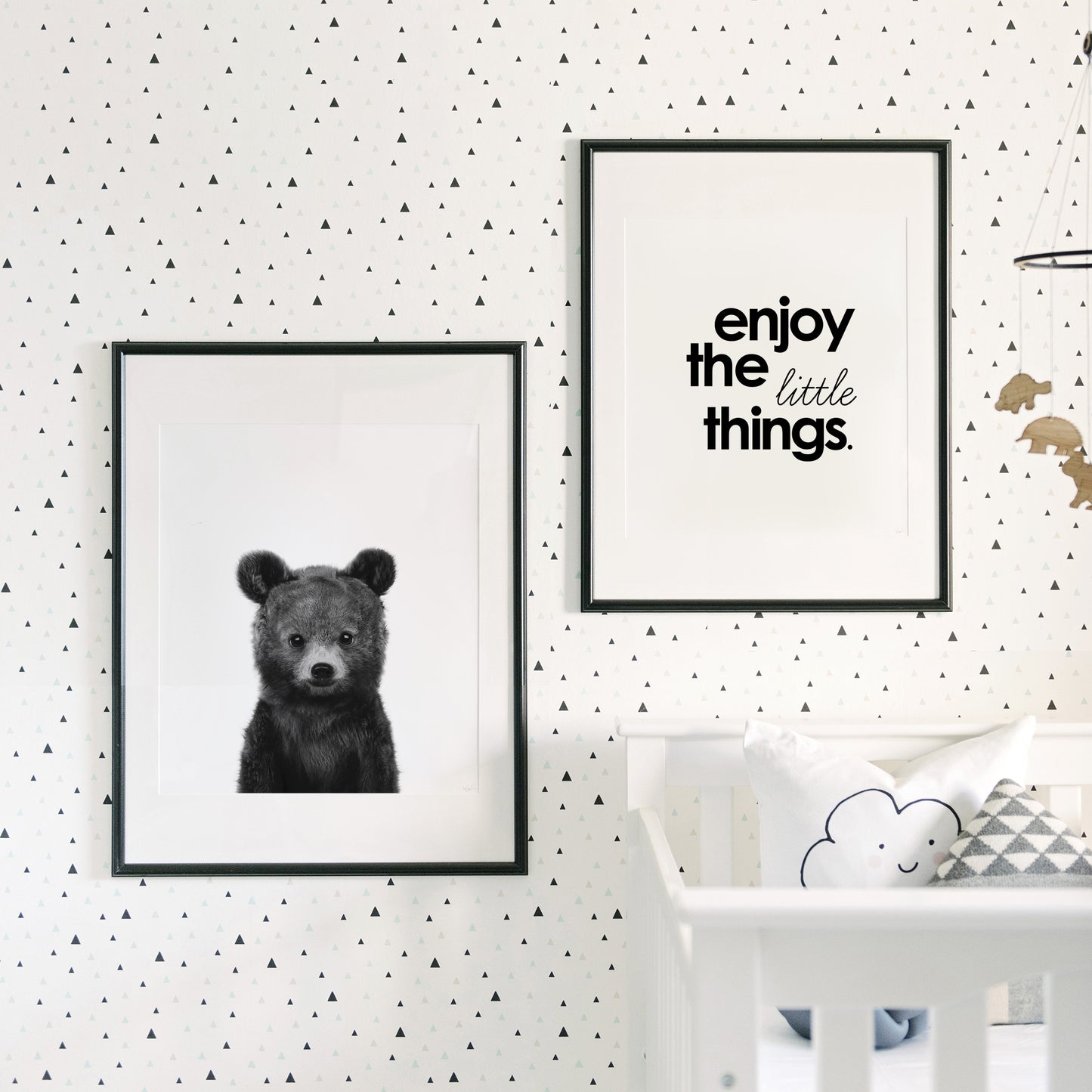 Black and White Baby Bear Wall Art