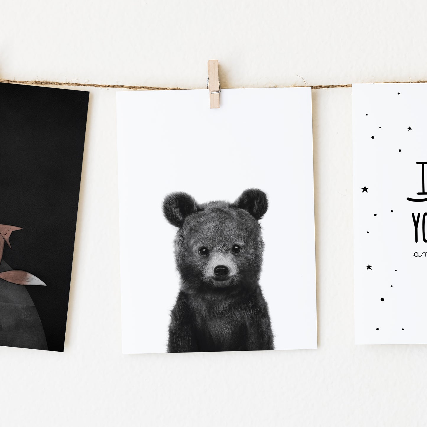 Black and White Baby Bear Wall Art
