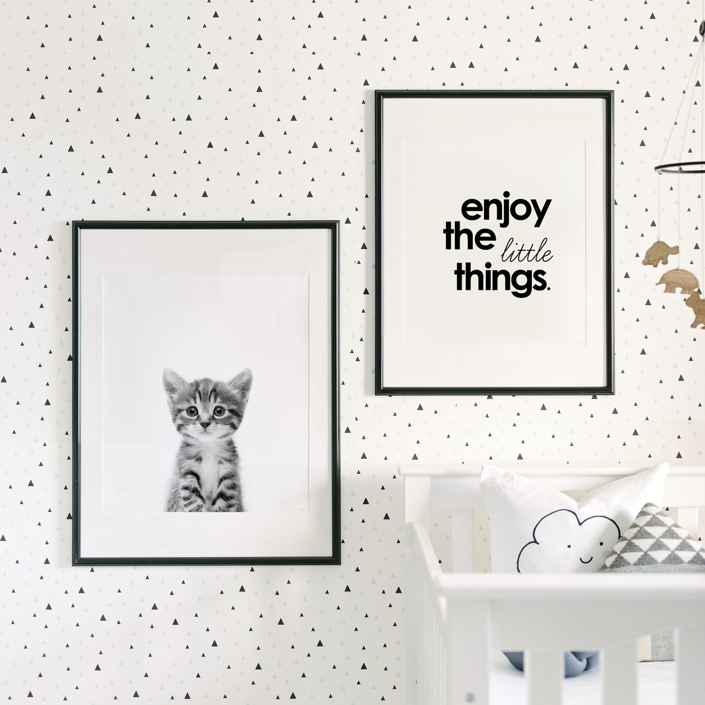 Black and White Cat Wall Art for nursery