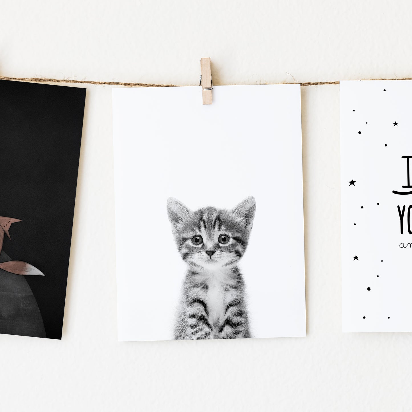 Black and White Cat Wall Art for nursery
