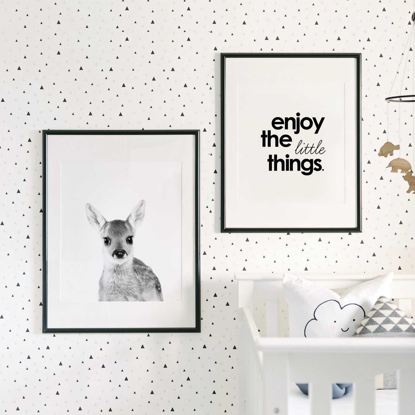 Black and White Baby Deer Wall Art for Nursery
