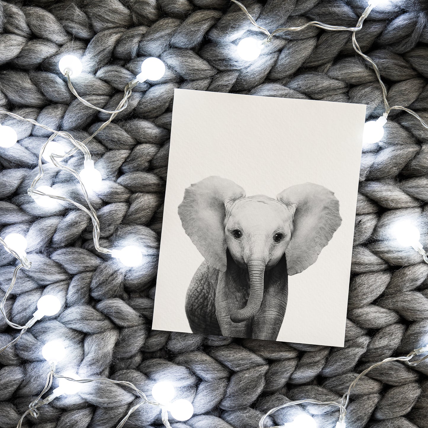 Black and White Elephant Wall Art for nursery