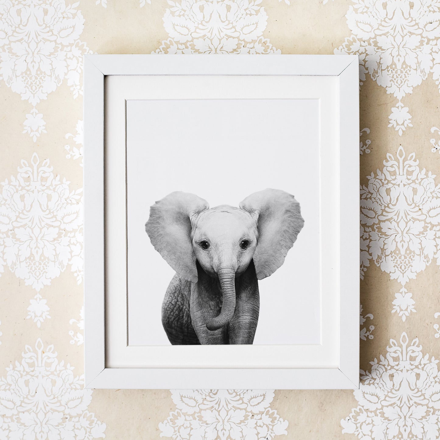 Black and White Elephant Wall Art for nursery