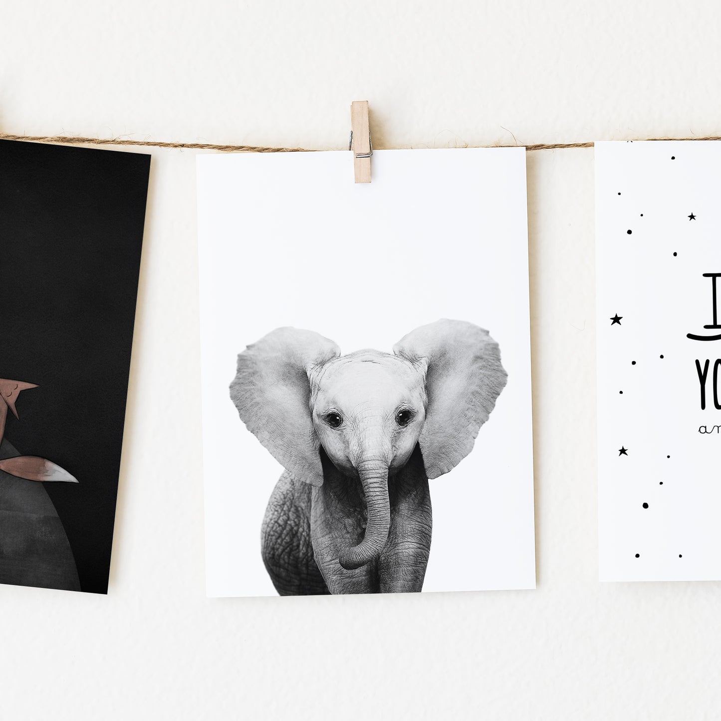 Black and White Elephant Wall Art for nursery