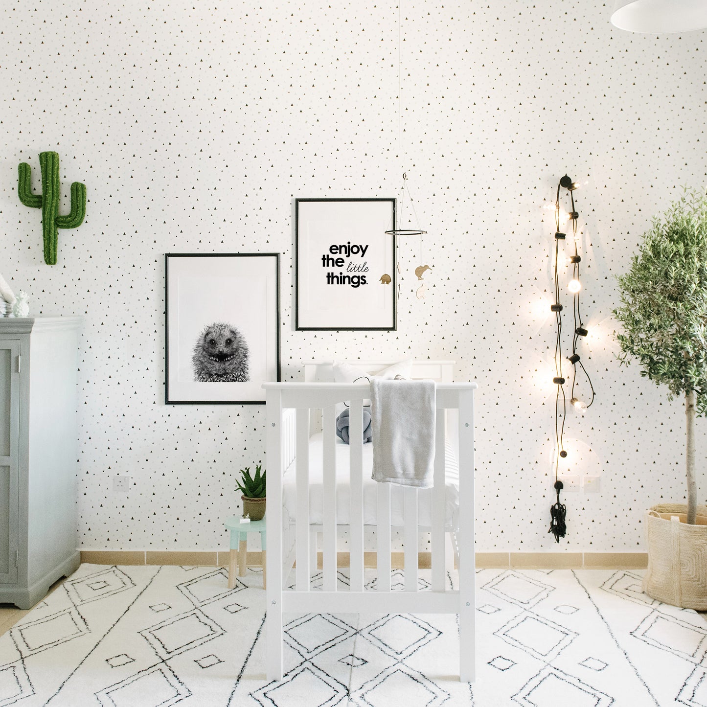 Black and White Baby Hedgehog Wall Art for nursery