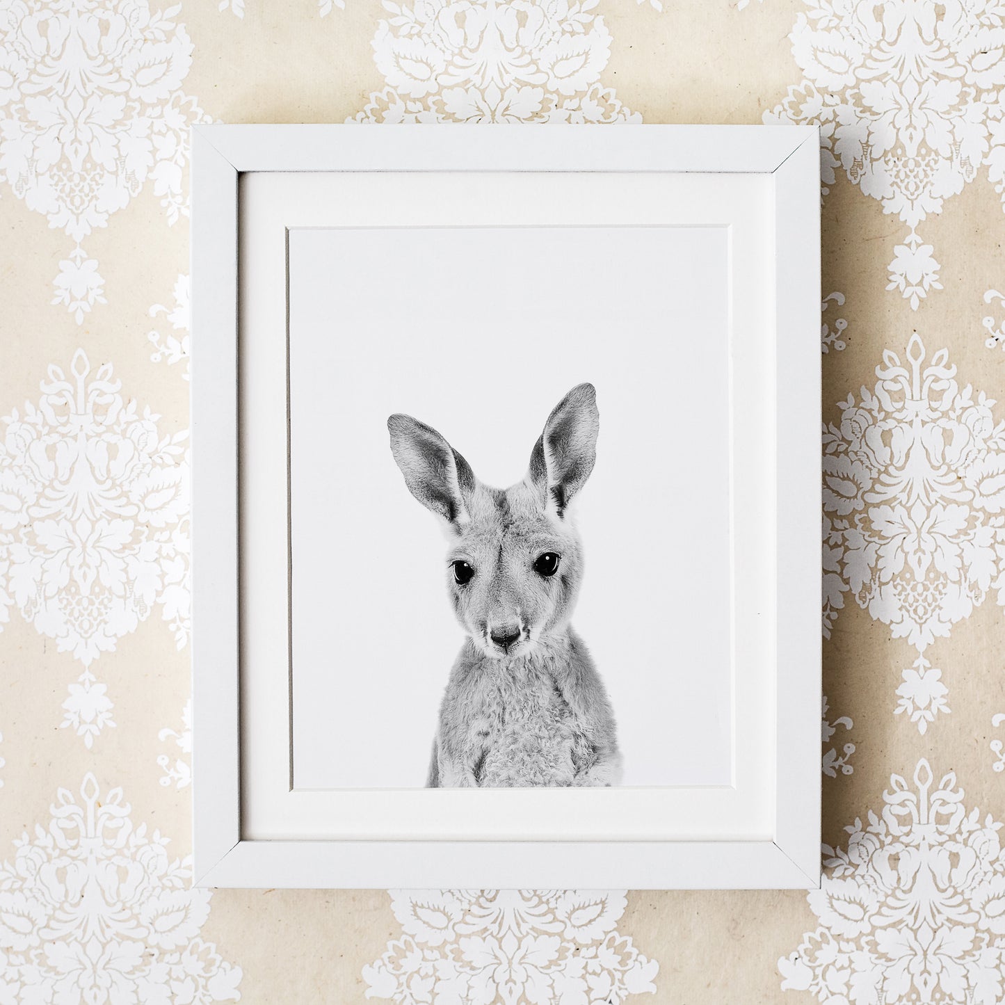 Black and White Kangaroo Wall Art for nursery