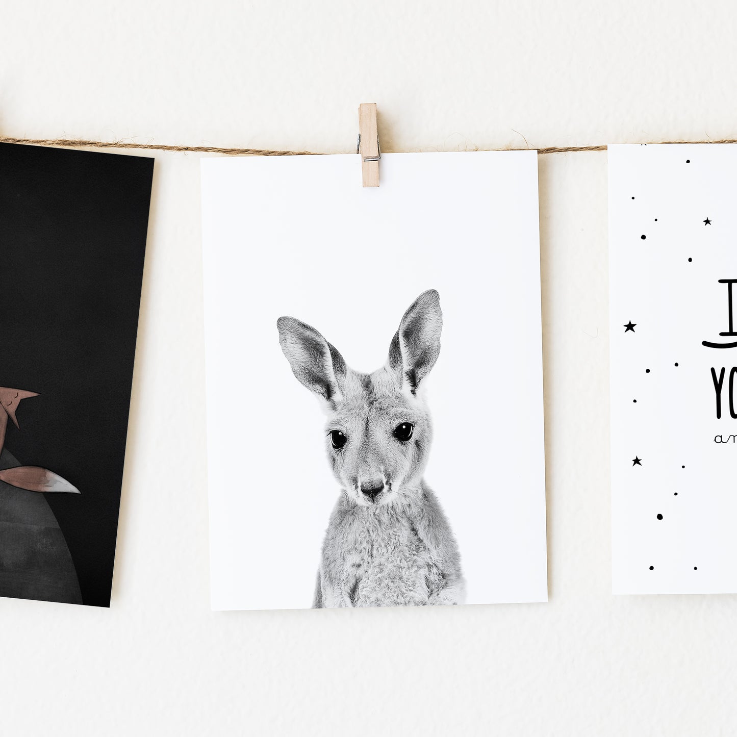 Black and White Kangaroo Wall Art for nursery