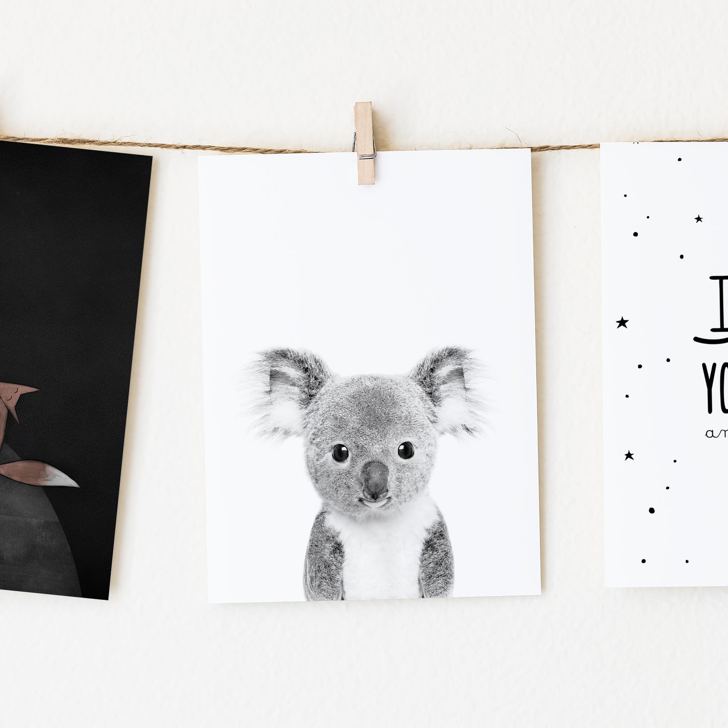 Black and White Koala Wall Art for nursery