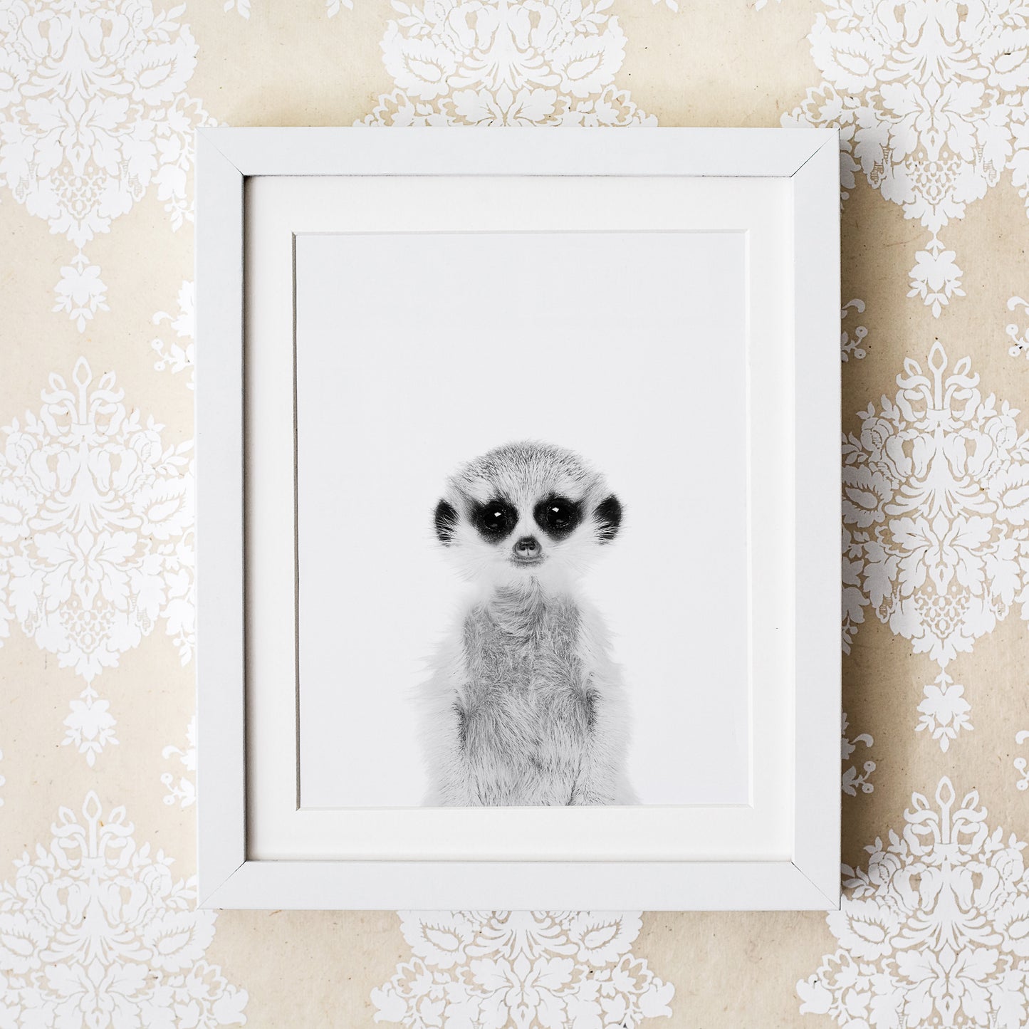 Black and White Meerkat Wall Art for nursery