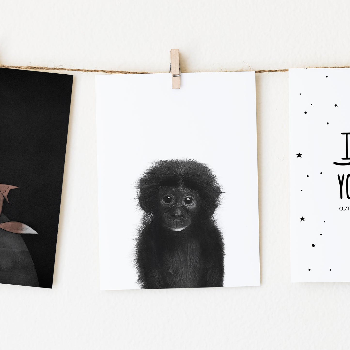 Black and White Monkey Wall Art for nursery