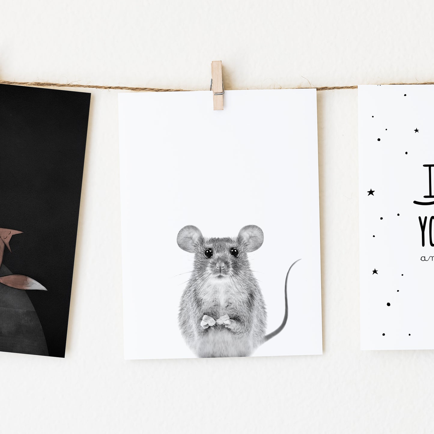 Black and White Mouse Wall Art for nursery