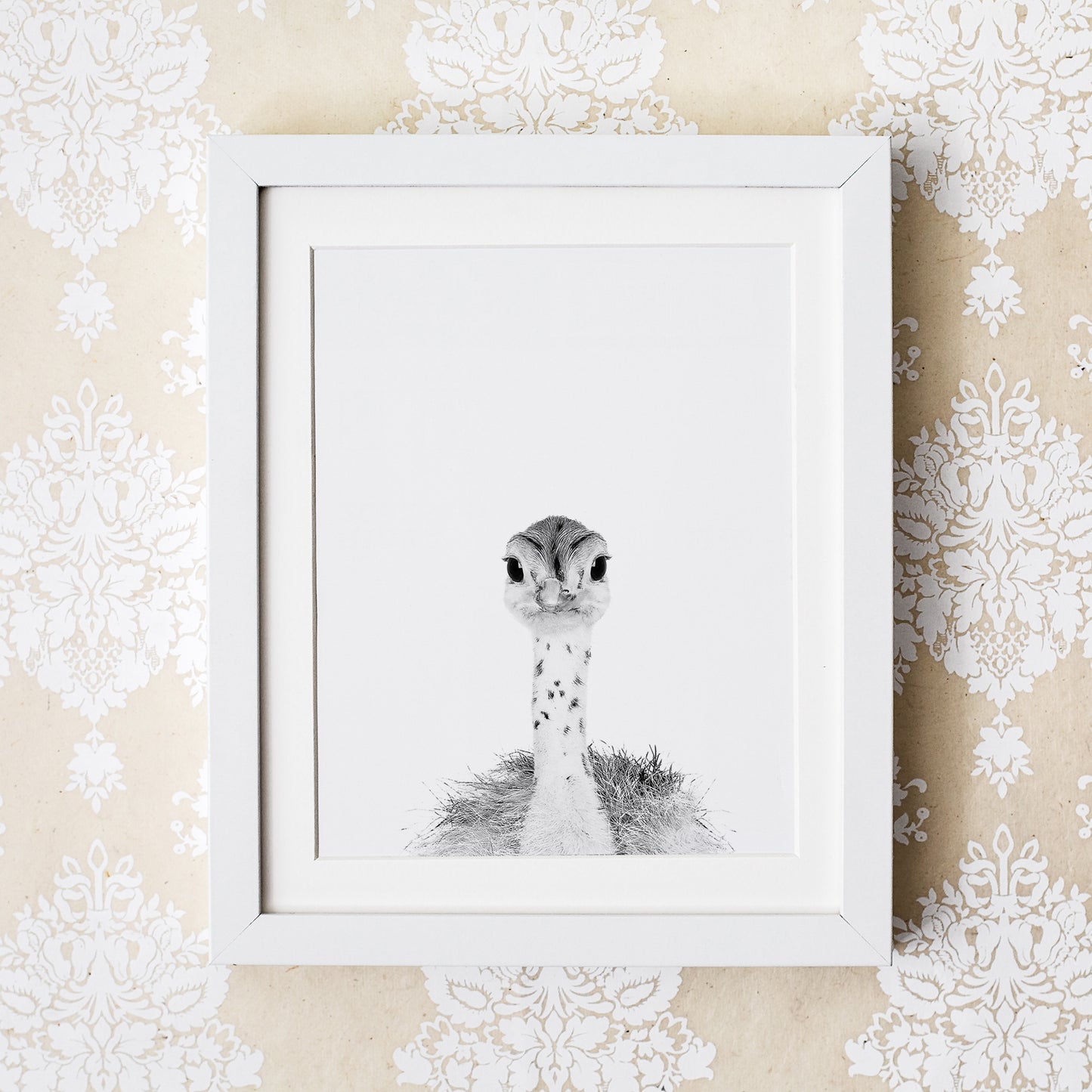 Black and White Ostrich Chick Wall Art for nursery