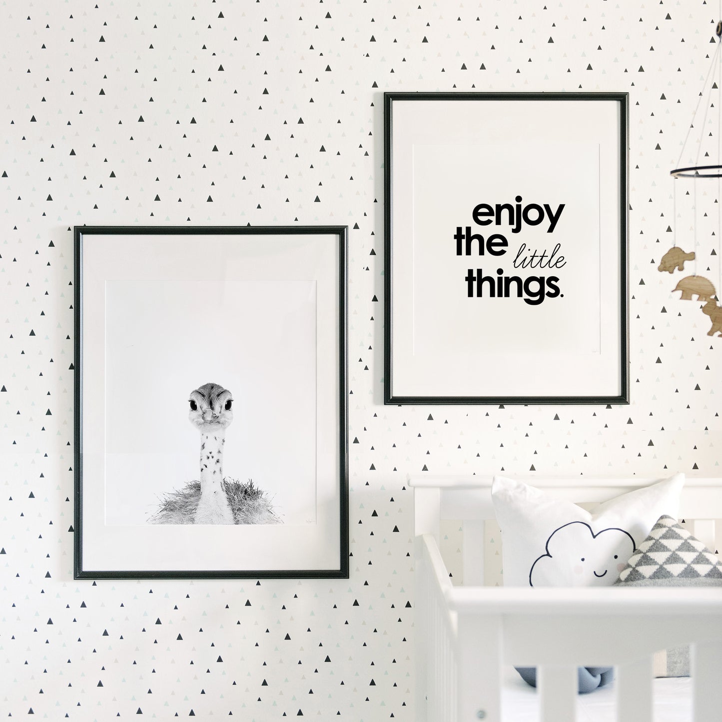 Black and White Ostrich Chick Wall Art for nursery