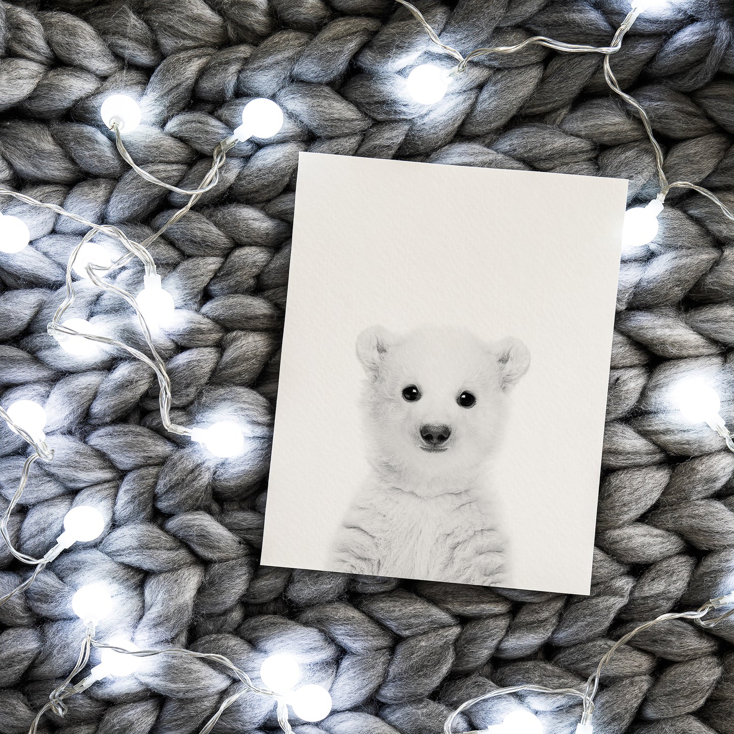 Black and White Polar Bear Wall Art for nursery