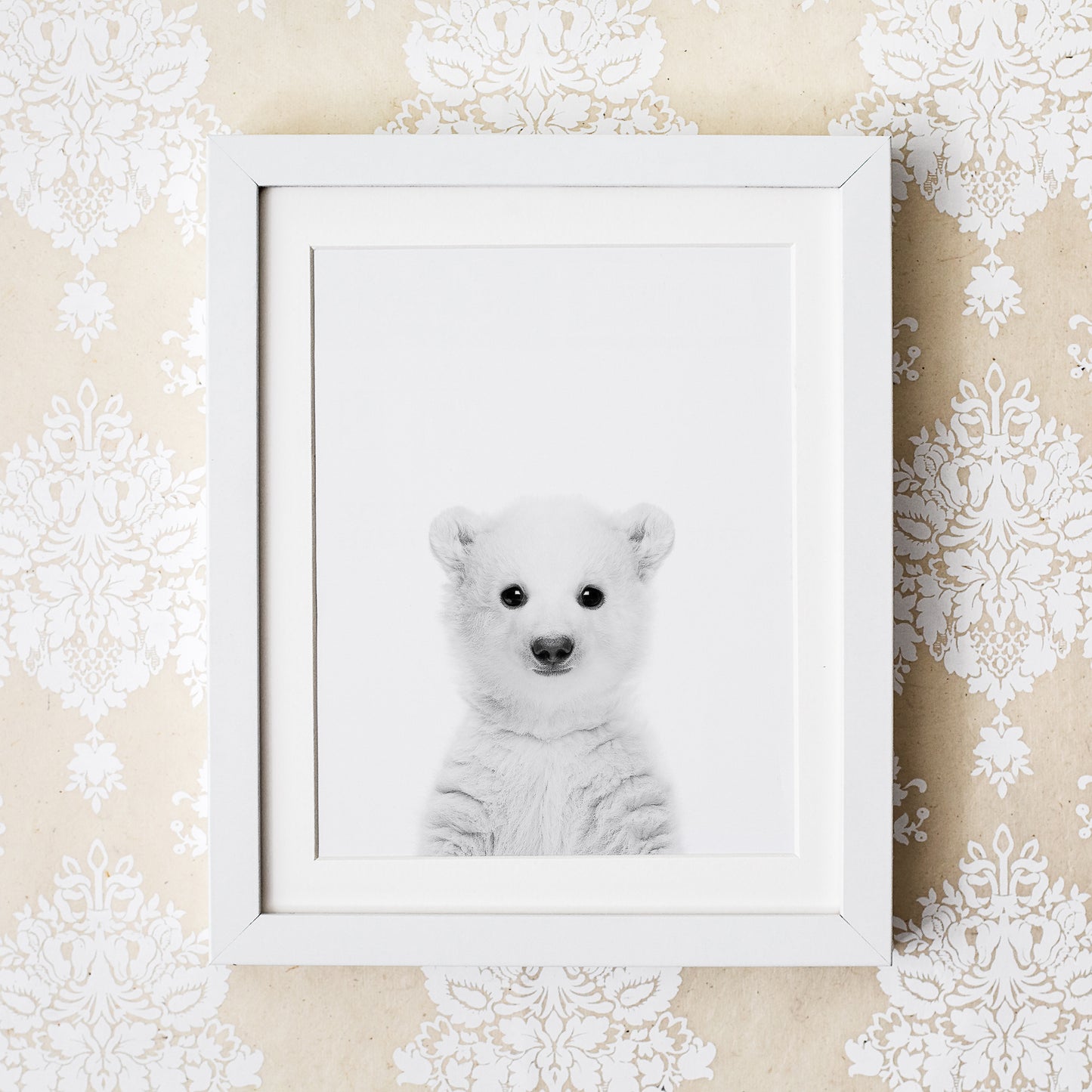 Black and White Polar Bear Wall Art for nursery