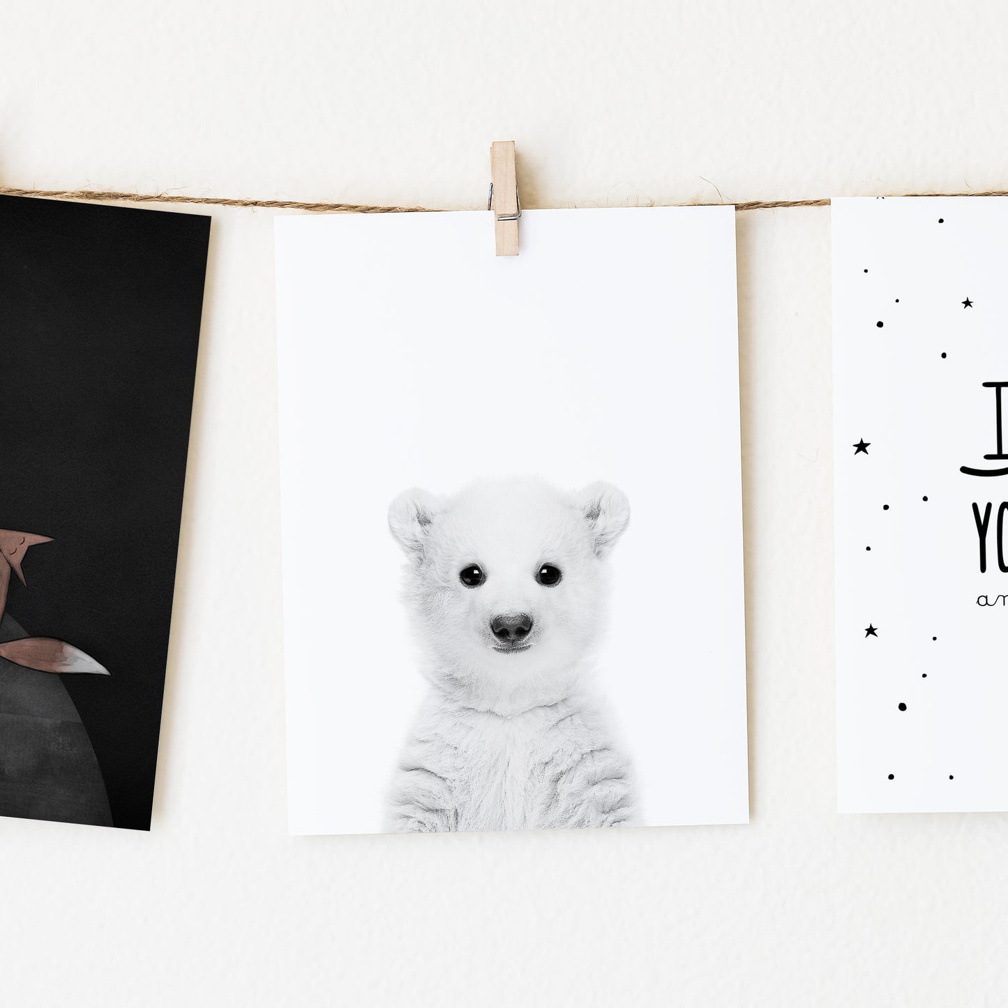 Black and White Polar Bear Wall Art for nursery