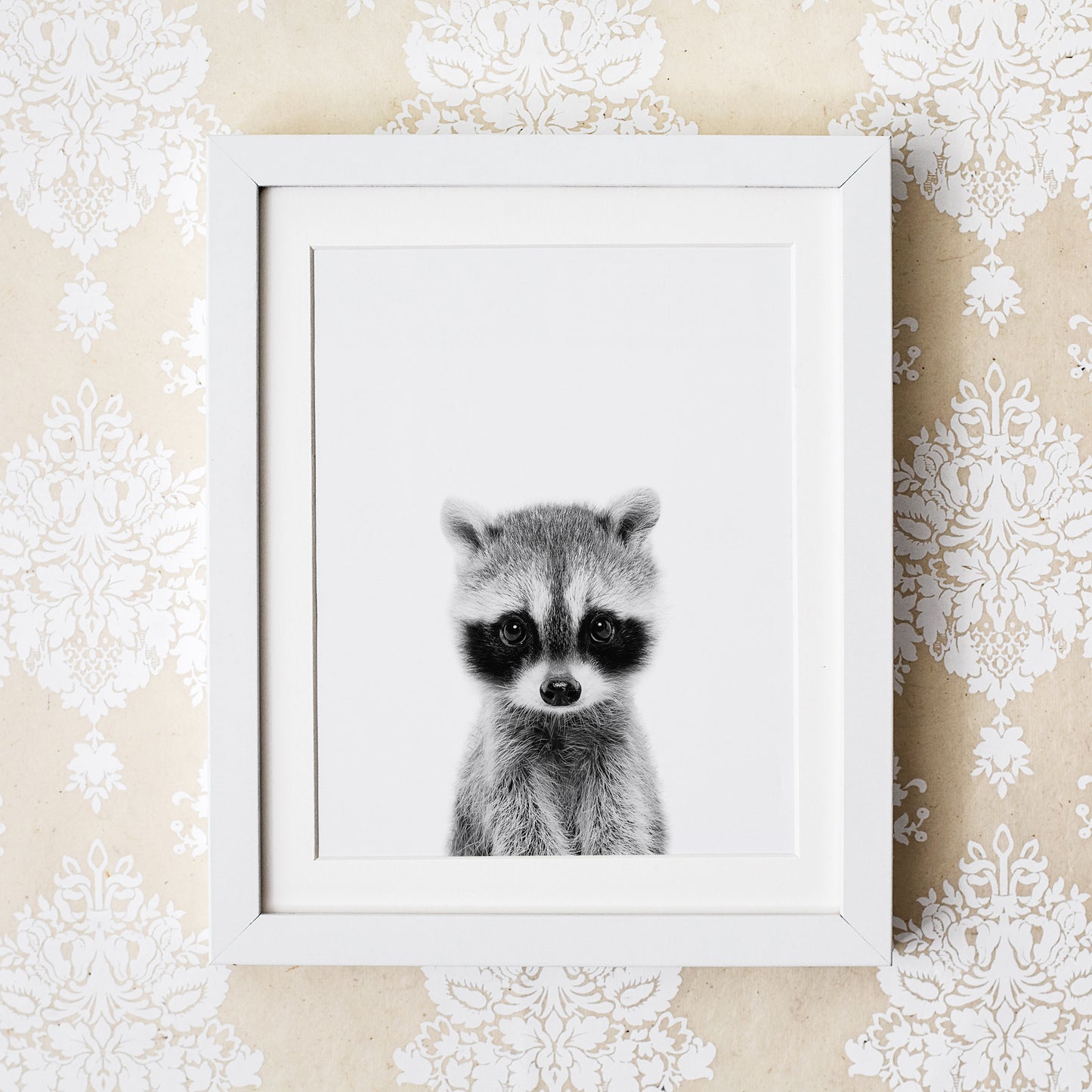 Black and White Raccoon Wall Art for nursery