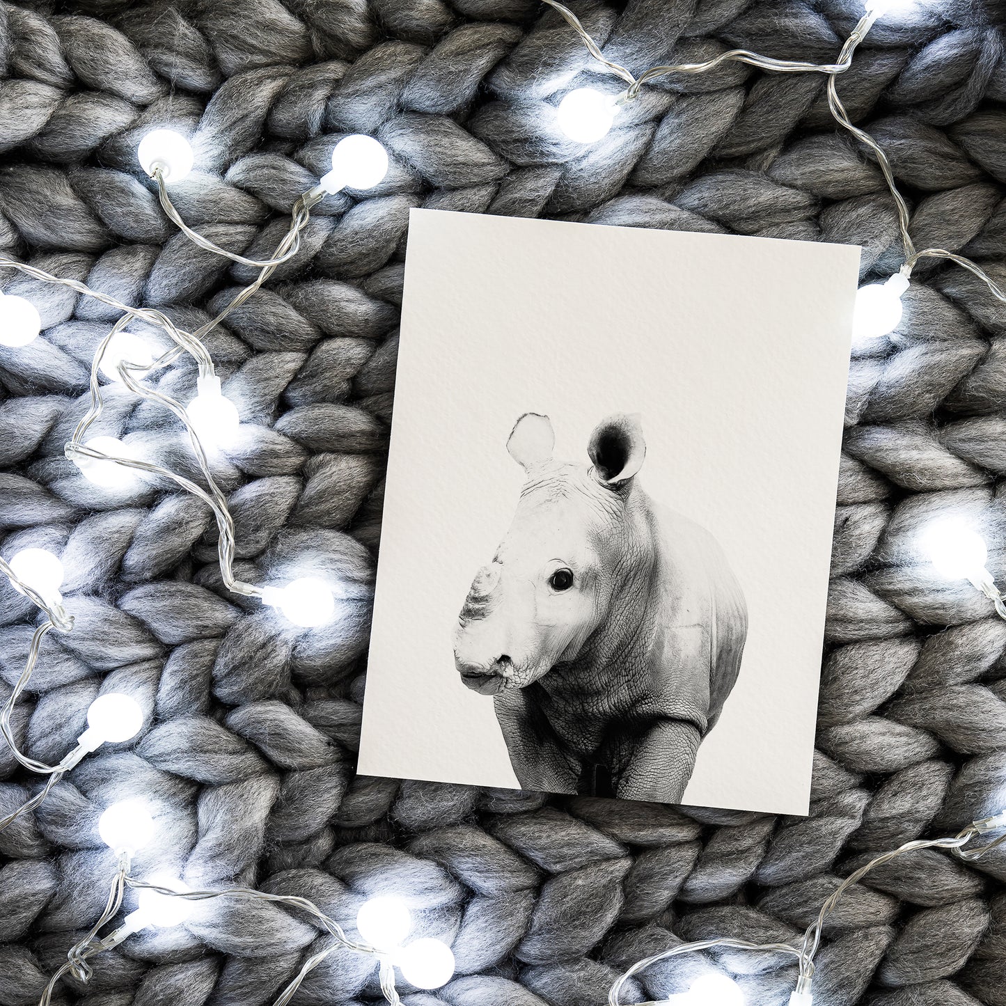 Black and White Rhino Wall Art for nursery