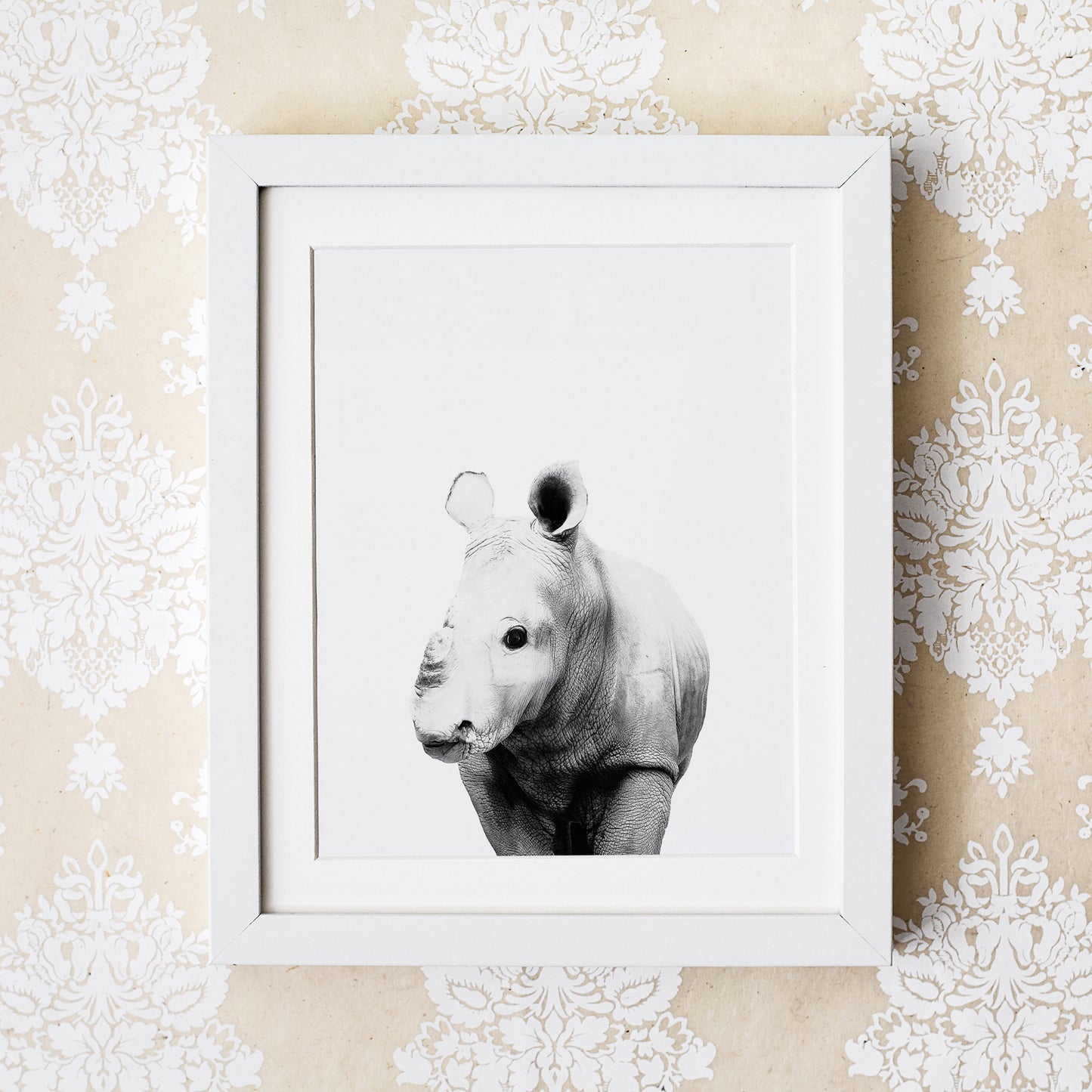 Black and White Rhino Wall Art for nursery