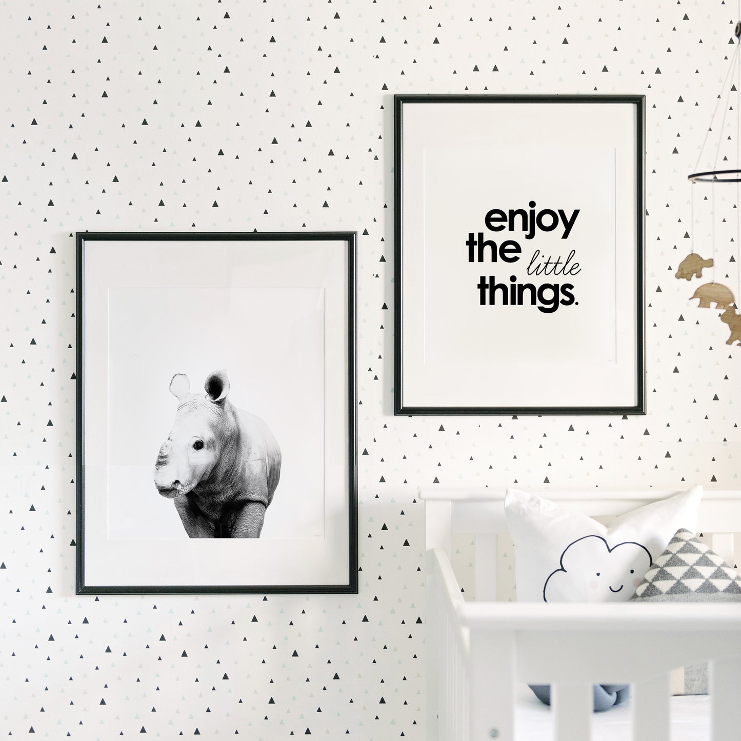 Black and White Rhino Wall Art for nursery