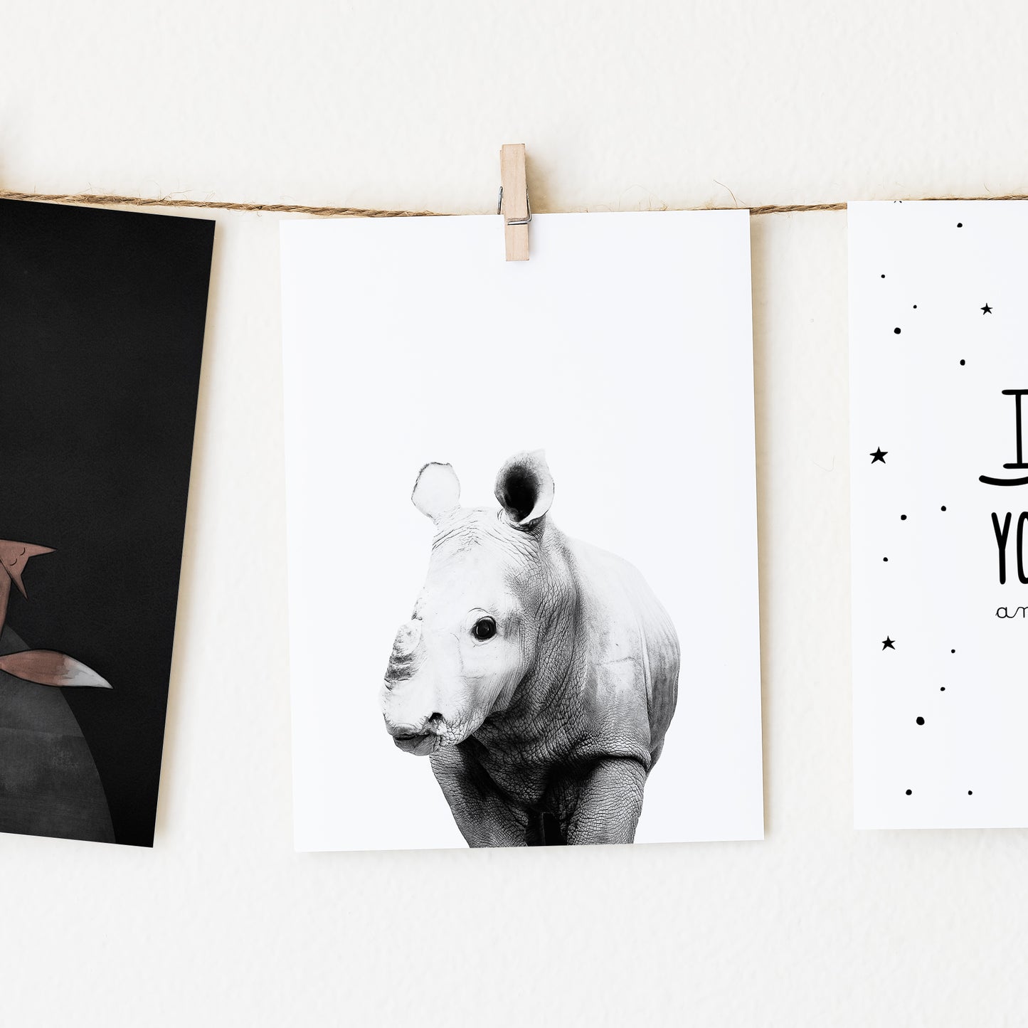 Black and White Rhino Wall Art for nursery
