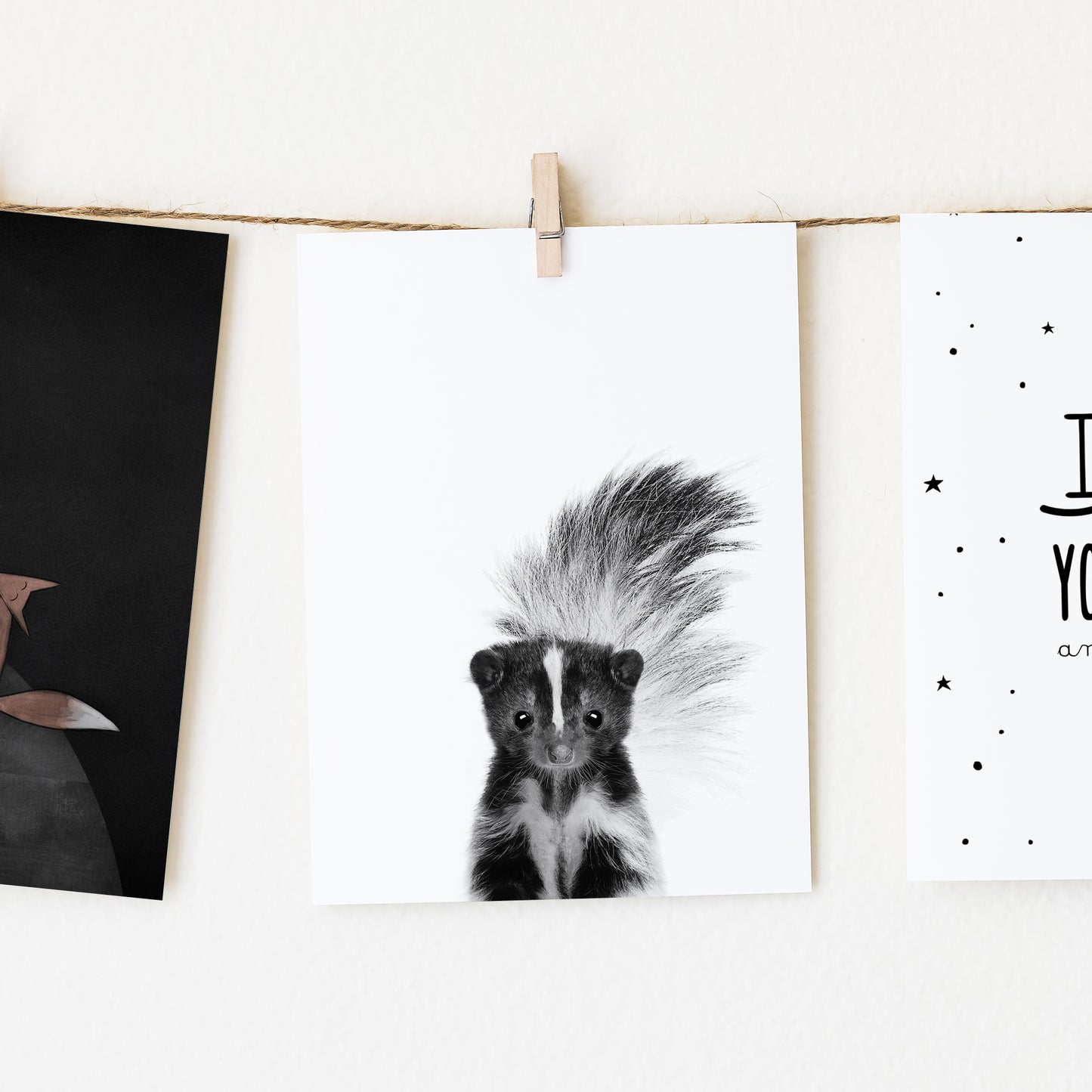 Black and White Skunk Wall Art for nursery