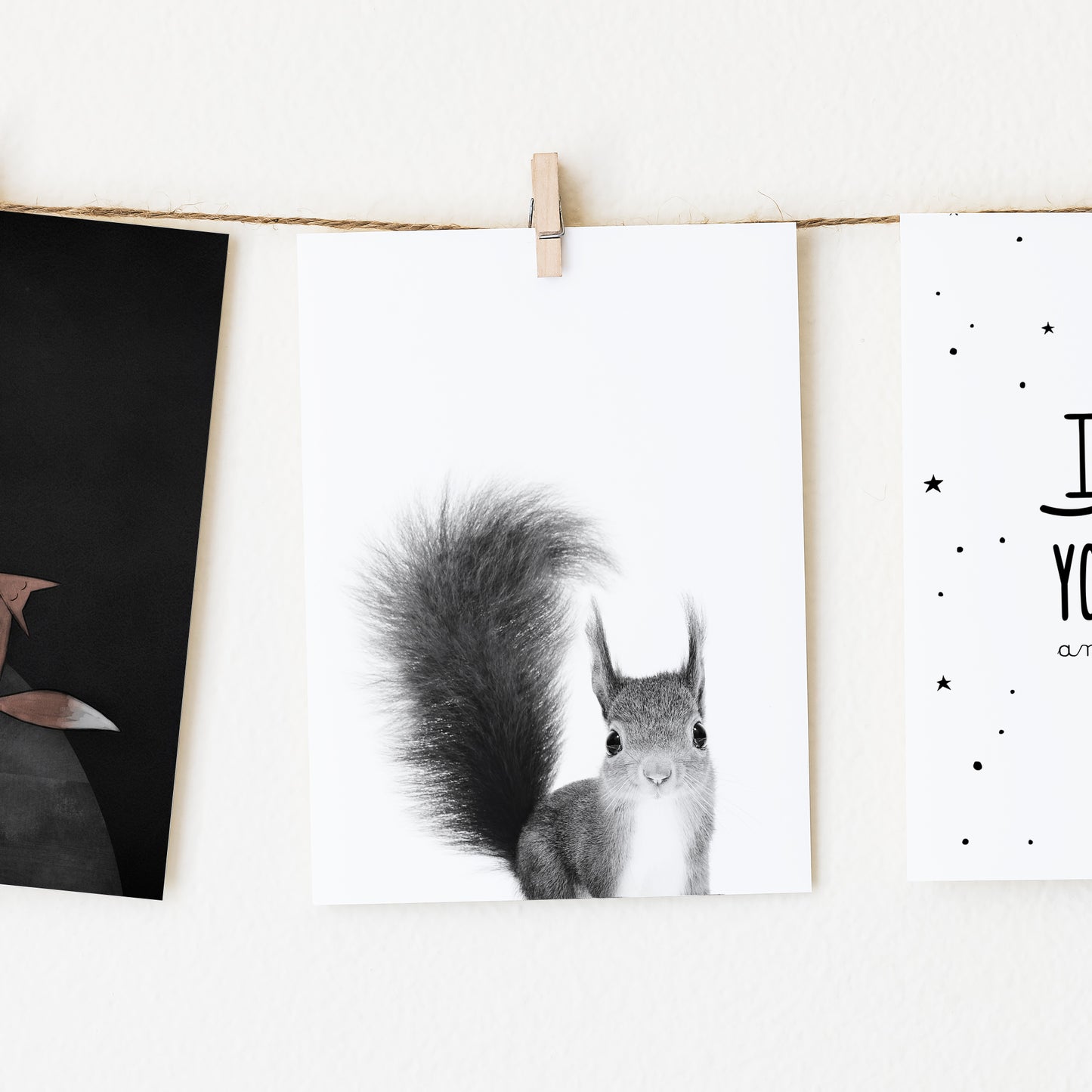 Black and White Squirrel Wall Art for nursery