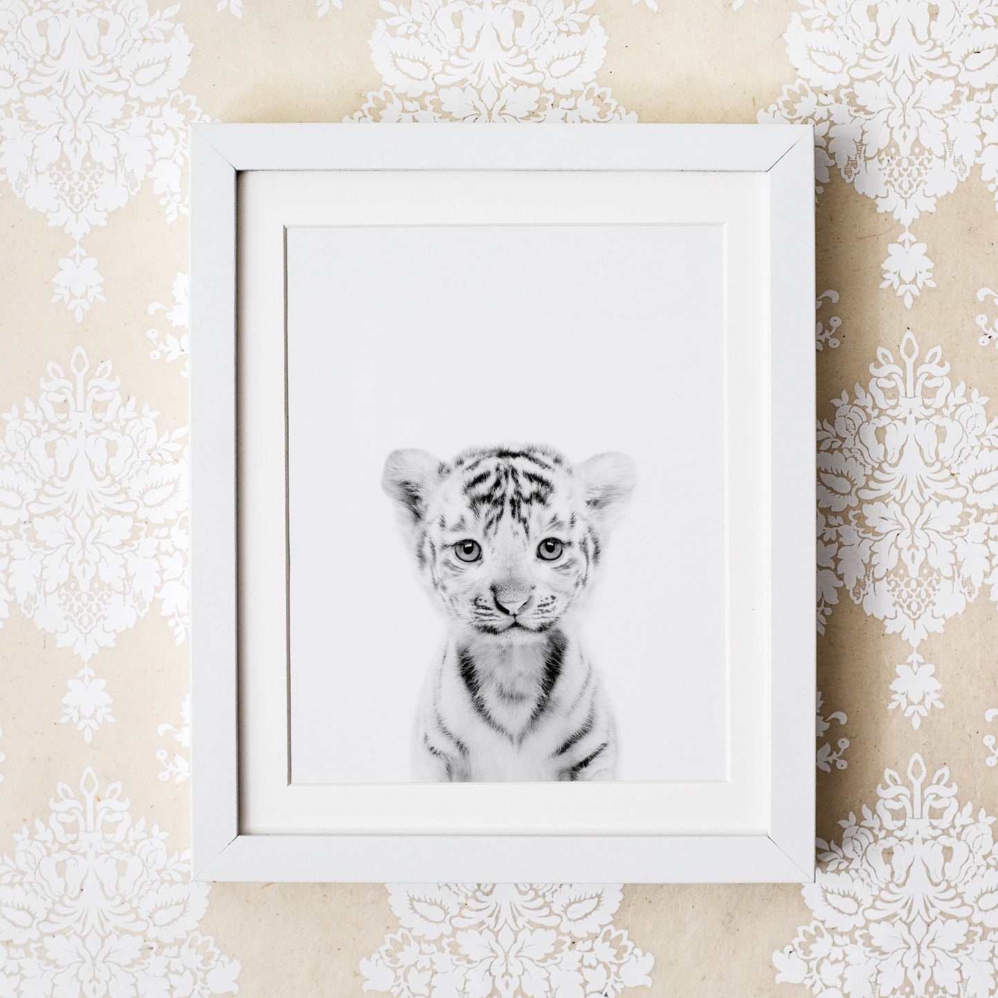 Black and White Snow Tiger Wall Art for nursery