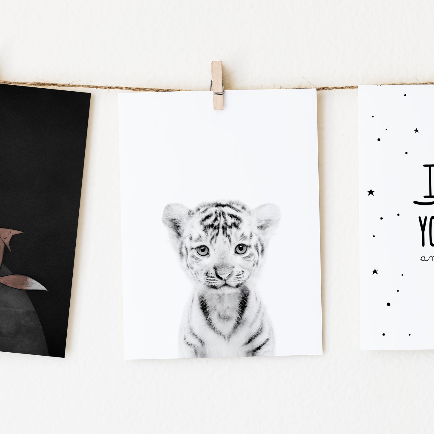 Black and White Snow Tiger Wall Art for nursery