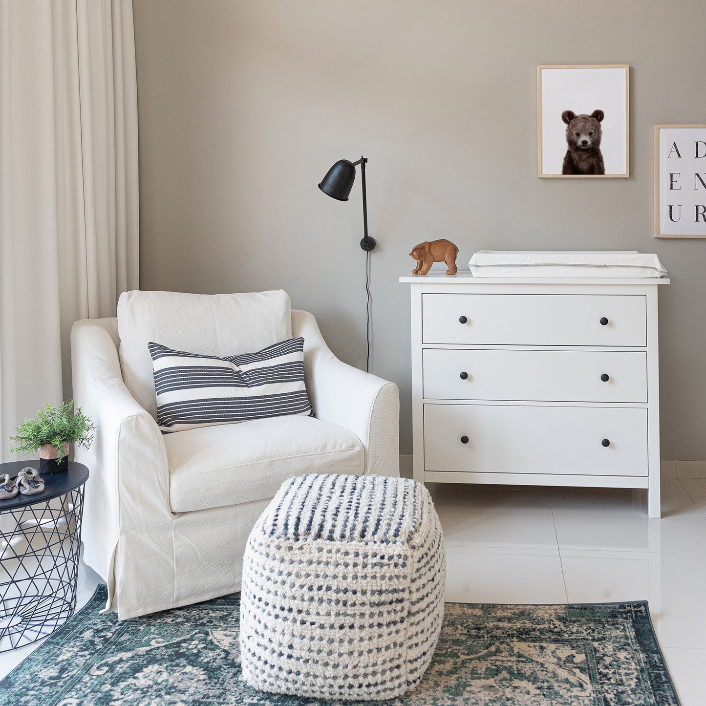baby bear print in a boys nursery