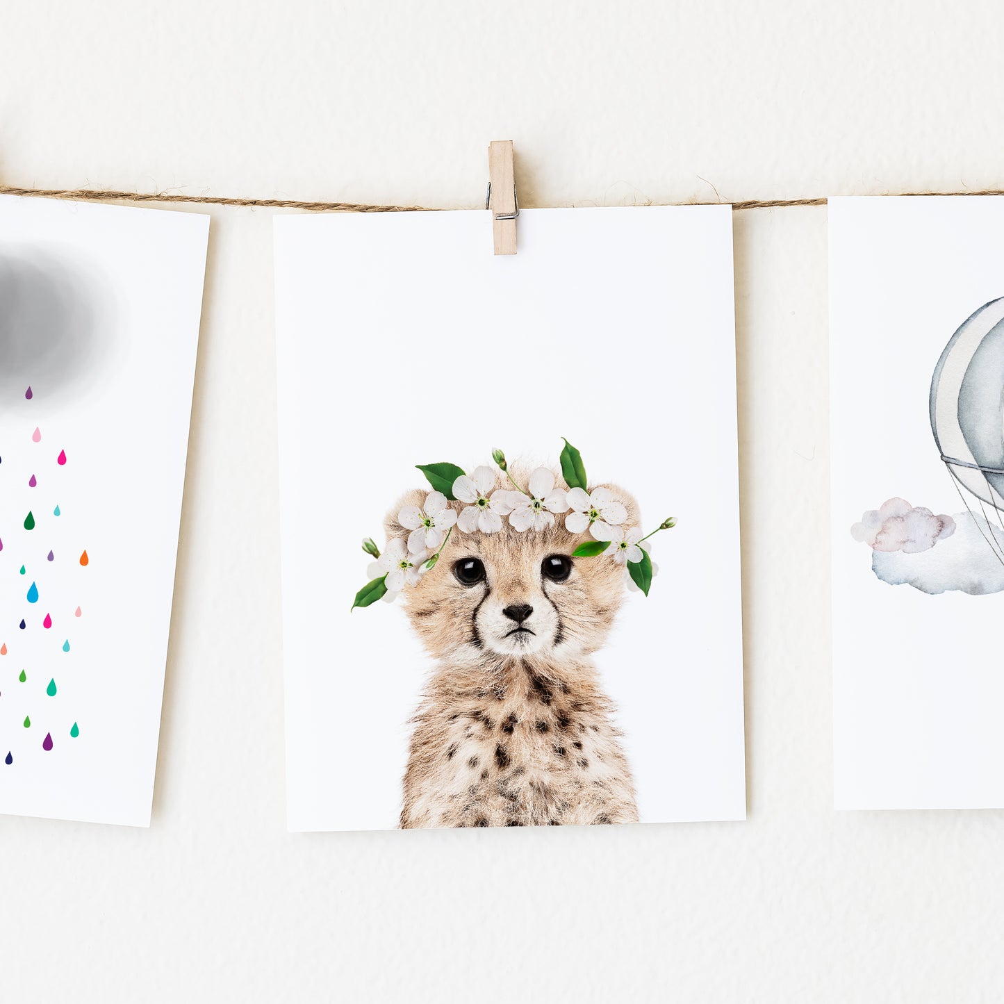 Baby Cheetah with Flower Crown nursery wall art for girls room