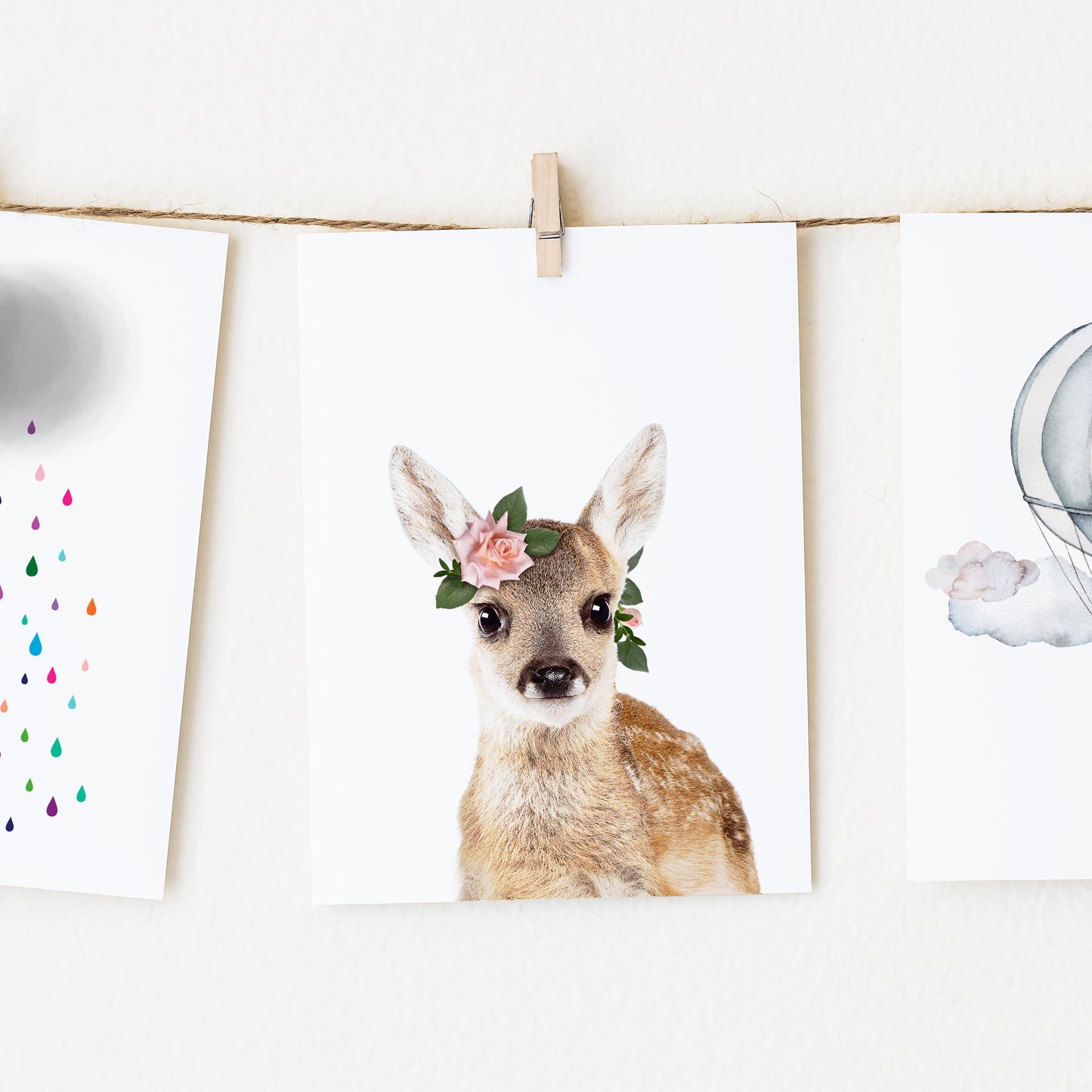 Baby Deer with Flower Crown nursery wall art for girls room
