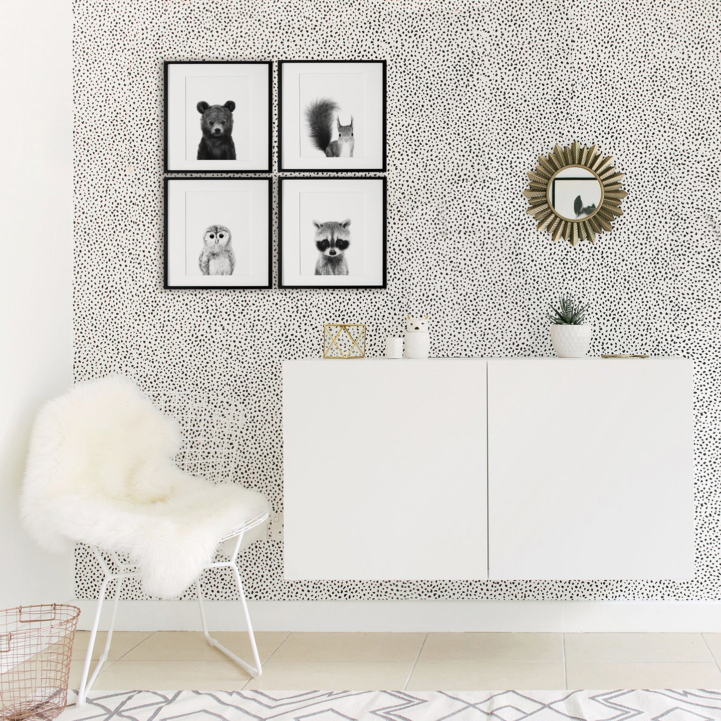 Black and White Woodland Nursery Art Prints Set of 4