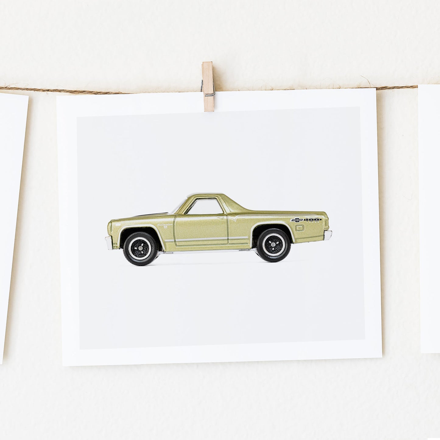 yellow pickup truck art print for baby boys' nursery