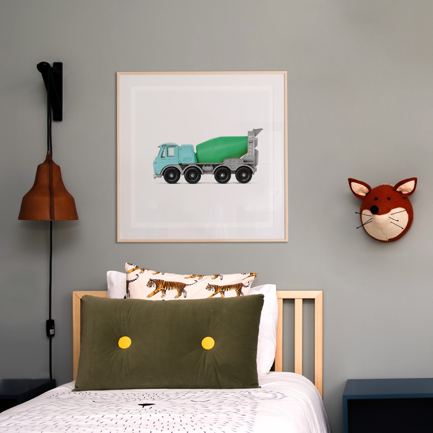 Blue Green Cement Mixer art print