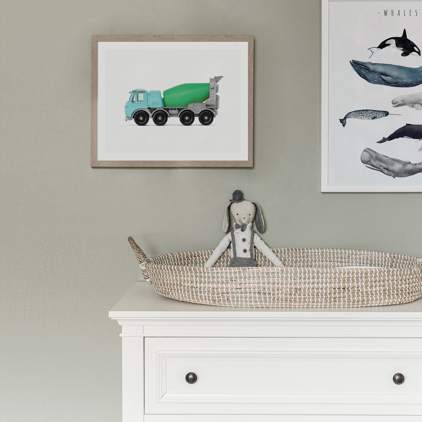 Blue Green Cement Mixer art print