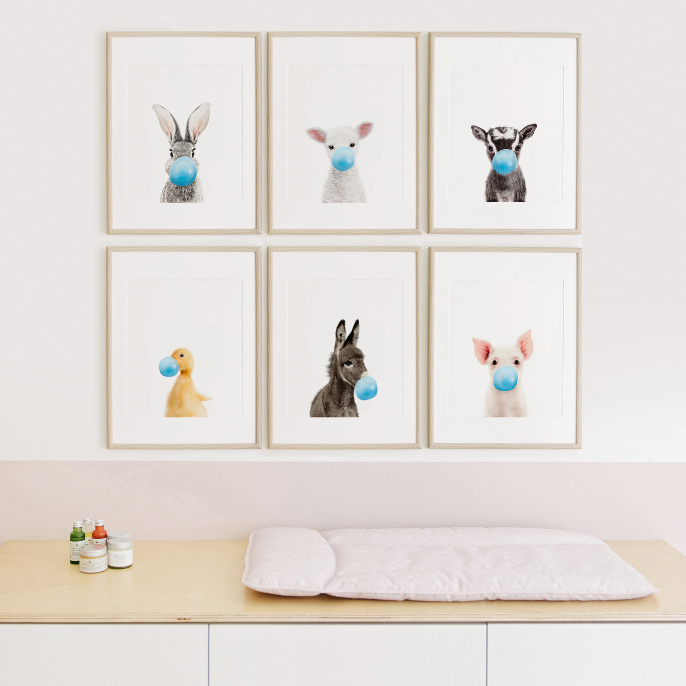 Farm Animals Blowing Bubble Gum Wall Art