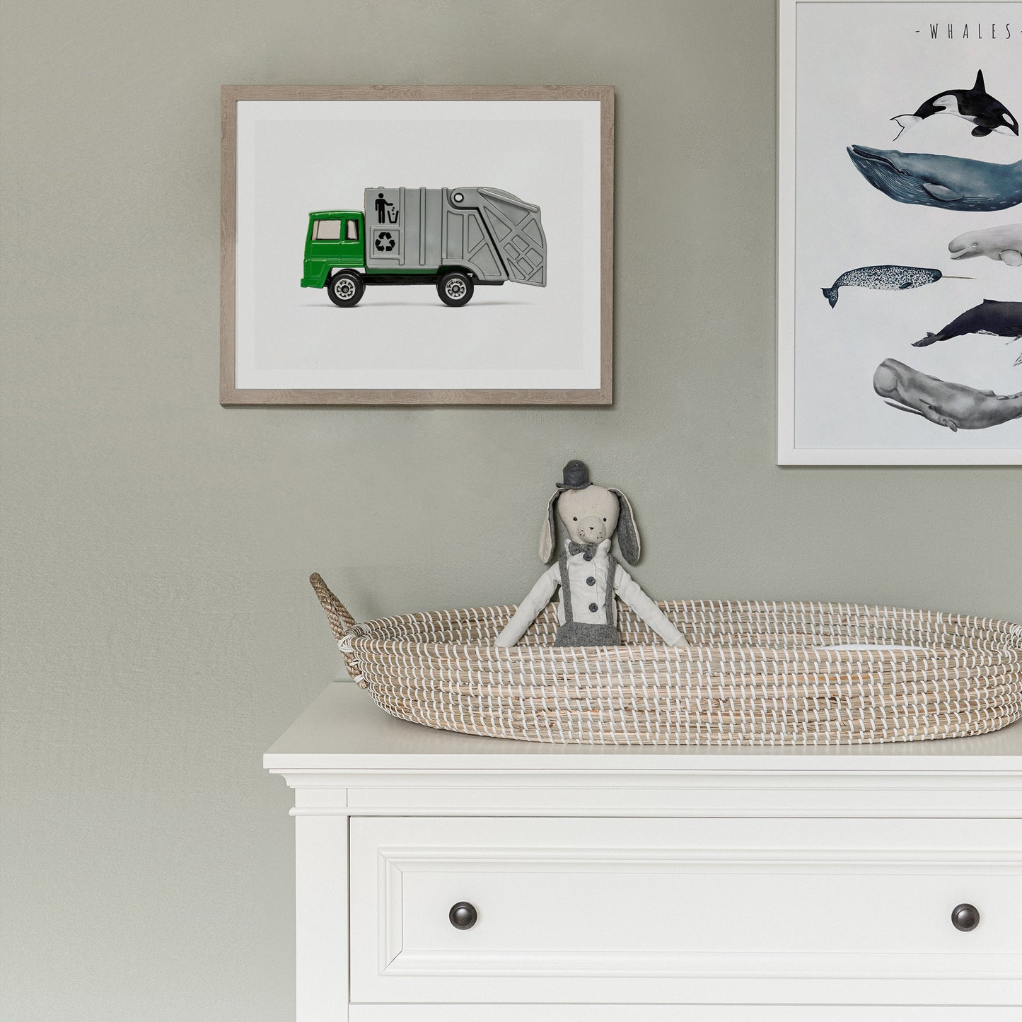 Green Garbage Truck art print