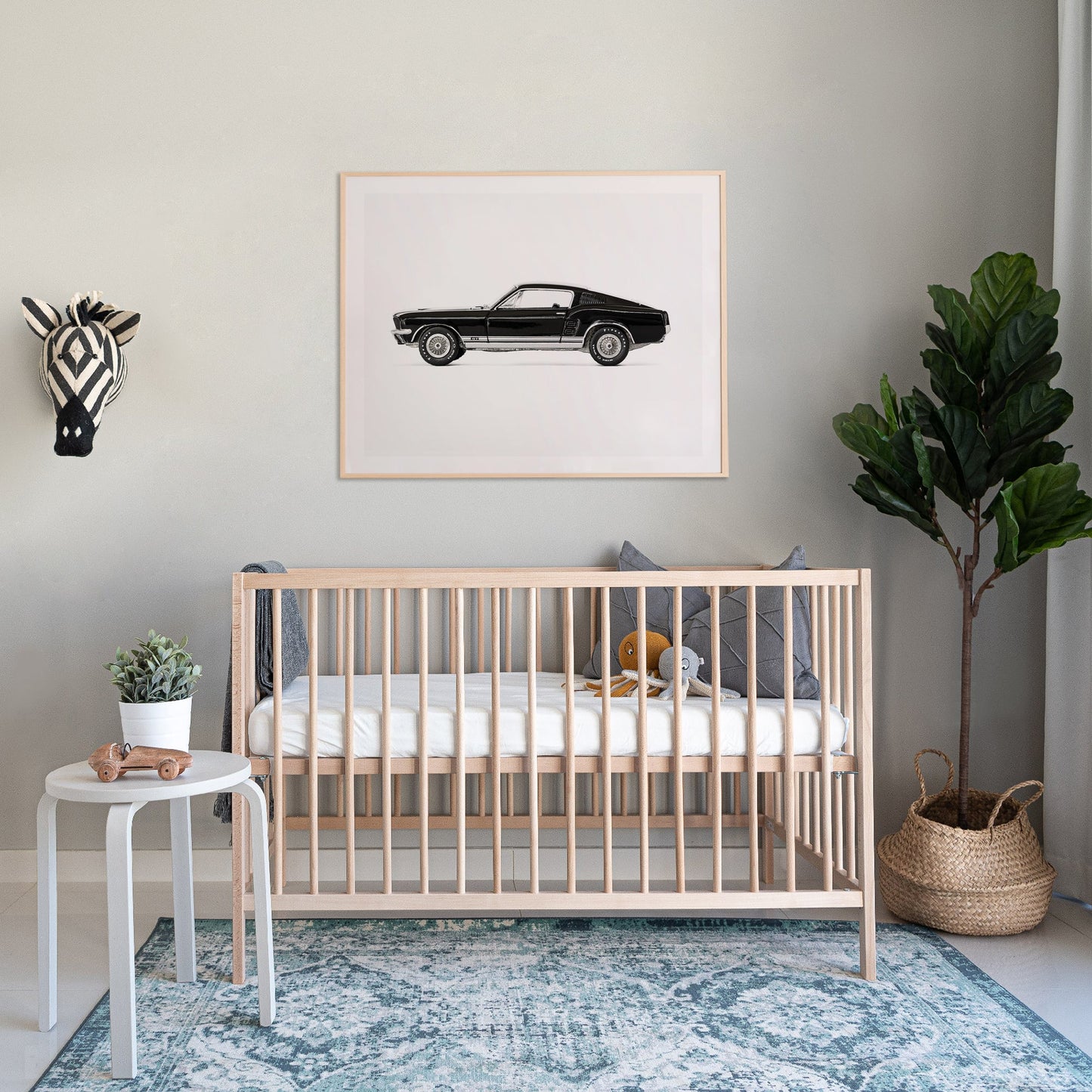 Black Car Ford Mustang GT Boys' Nursery Wall Art
