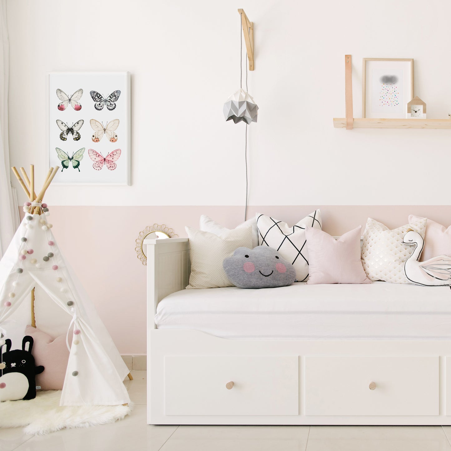 Pink Butterfly Art Print for girls' room